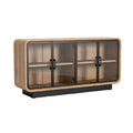 **Technische Titel in het Nederlands: Moderne kast met glazen deuren en houten afwerking**