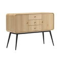 **Technische titel in het Nederlands: Moderne houten dressoir met zwarte poten en gestructureerde deuren**