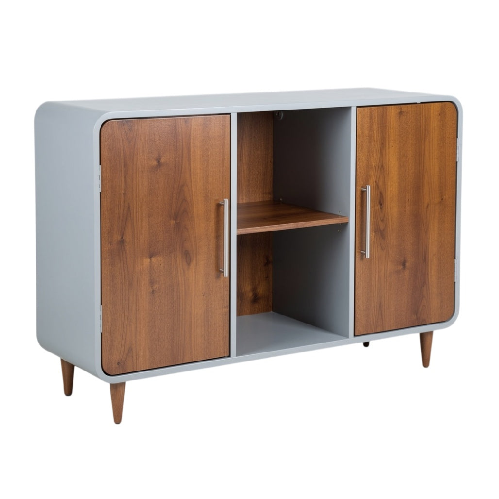 **Moderne dressoir met houten deurtjes en minimalistisch ontwerp**