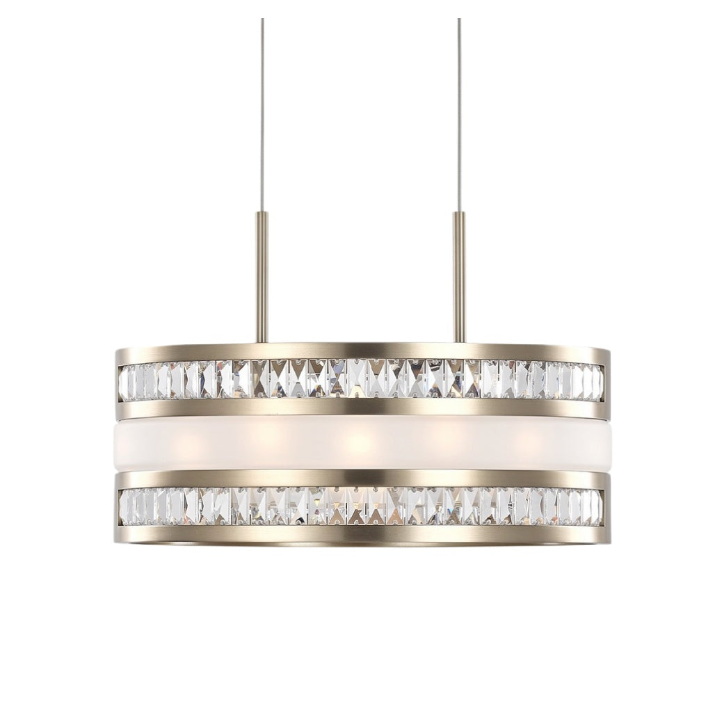 **Moderne Hanglamp met Kristallen Elementen en Gouden Accenten**