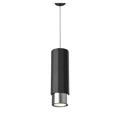 **Technische titel in het Nederlands: Hanglamp met cilindrische, geometrische vorm en metalen detail**