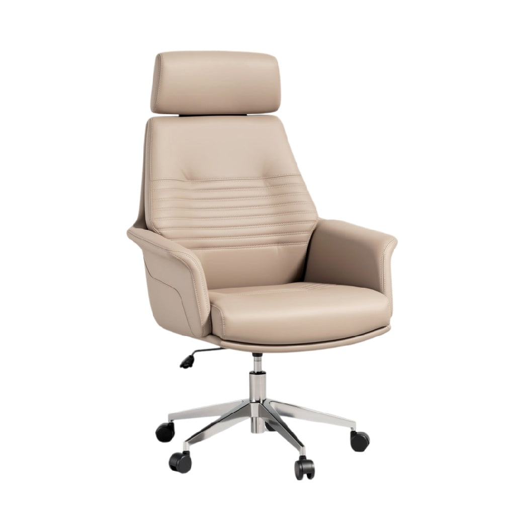 **Ergonomische Lederen Bureaustoel met Hoofdsteun**