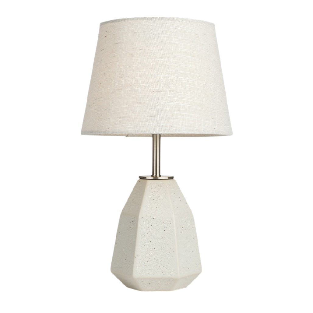 **Moderne Tafellamp met Betonbasis en Textielen Kap**