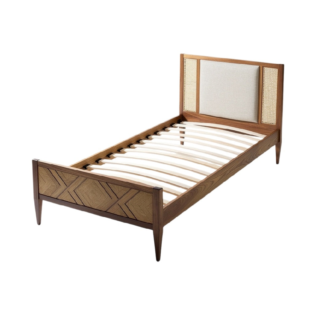 **Technische titel in het Nederlands: Houten Bedstructuur met Canapé Rugleuning**